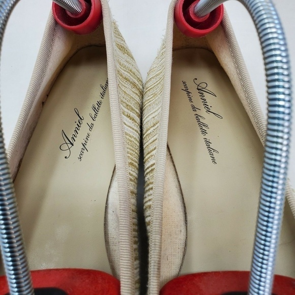 Anniel Scarpine Striped Ballet Flat Cream Gold 9 - Picture 9 of 11